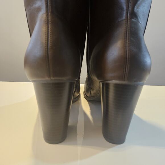 Style & Co NEW Womens Boots 9.5M Faux Leather Brown Block Heel Side Zip Closure - Picture 6 of 12